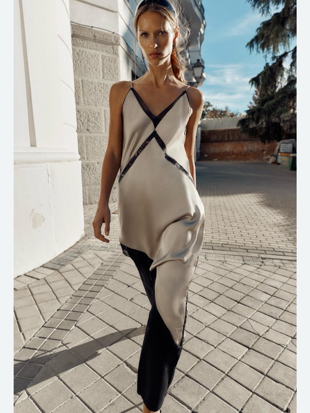 Zara satin effect asymmetrical midi dress - Picture 2 of 5